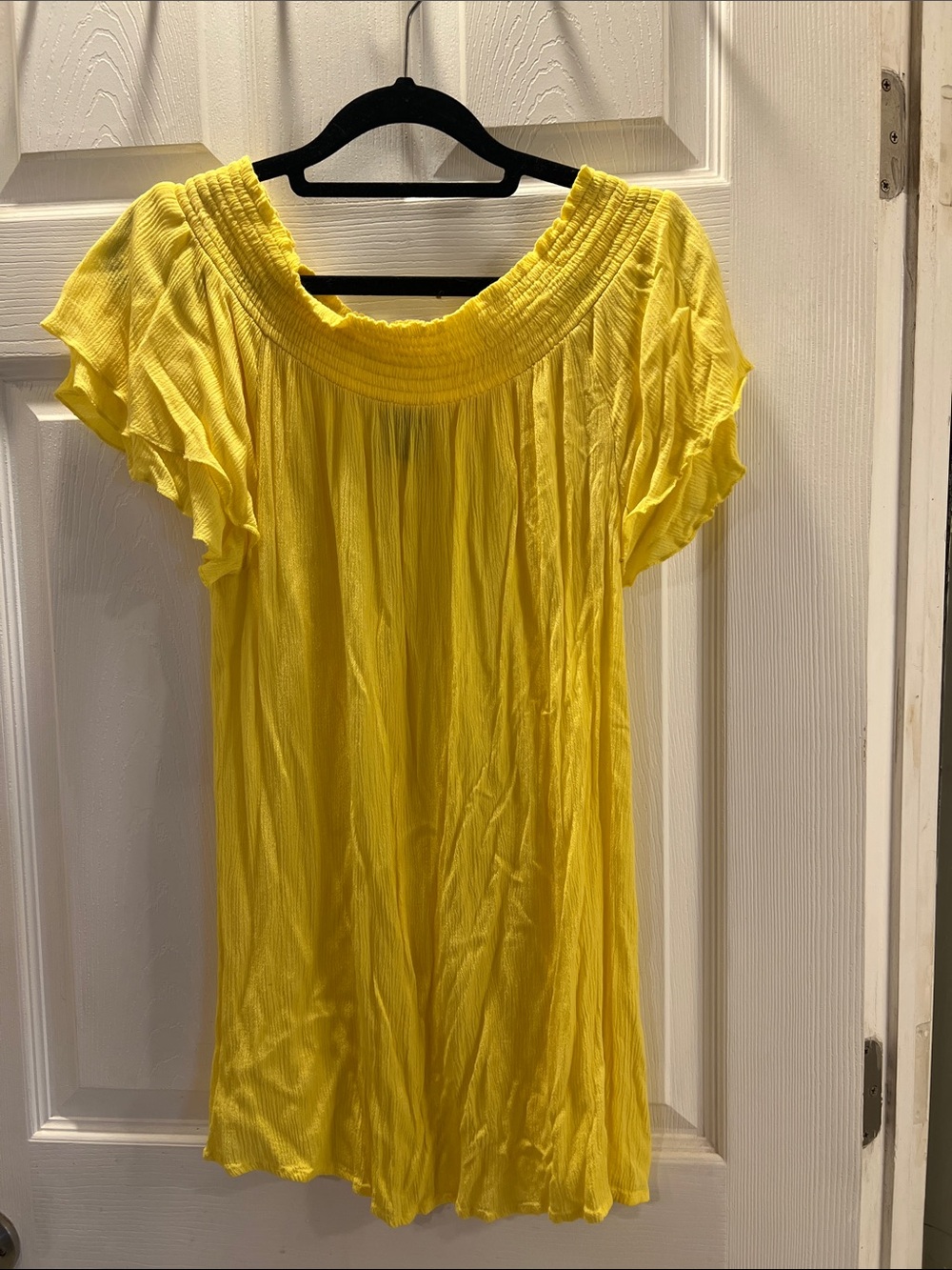 Revamped Yellow Off-Shoulder Ruffle Dress or Coverup